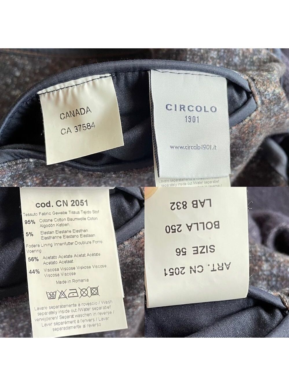 CIRCOLO 1901 Button Front Blazer Jacket Sport Coat Purple Static 56R - Picture 12 of 15